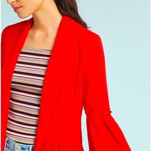 Anthro red bell sleeve blazer/ small